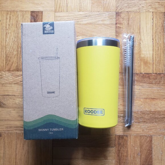 Lot of 2 Koodee Yellow 12oz Vacuum Insulated Stainless Steel Tumbler Bottle - Picture 2 of 2